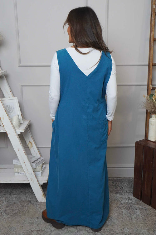 Cara Needlecord Dress Teal - Image 4