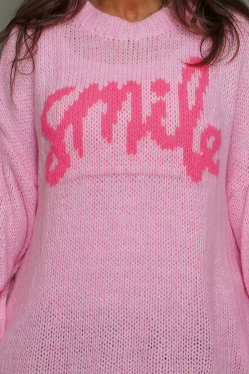 Smile Knitted Jumper Pink - Image 3