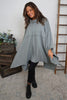 Posy Cowl Oversized Cotton Top Mid Grey