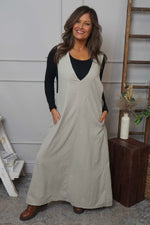 Cara Needlecord Dress Stone Stone - Cara Needlecord Dress Stone