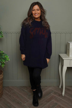 Smile Knitted Jumper Navy