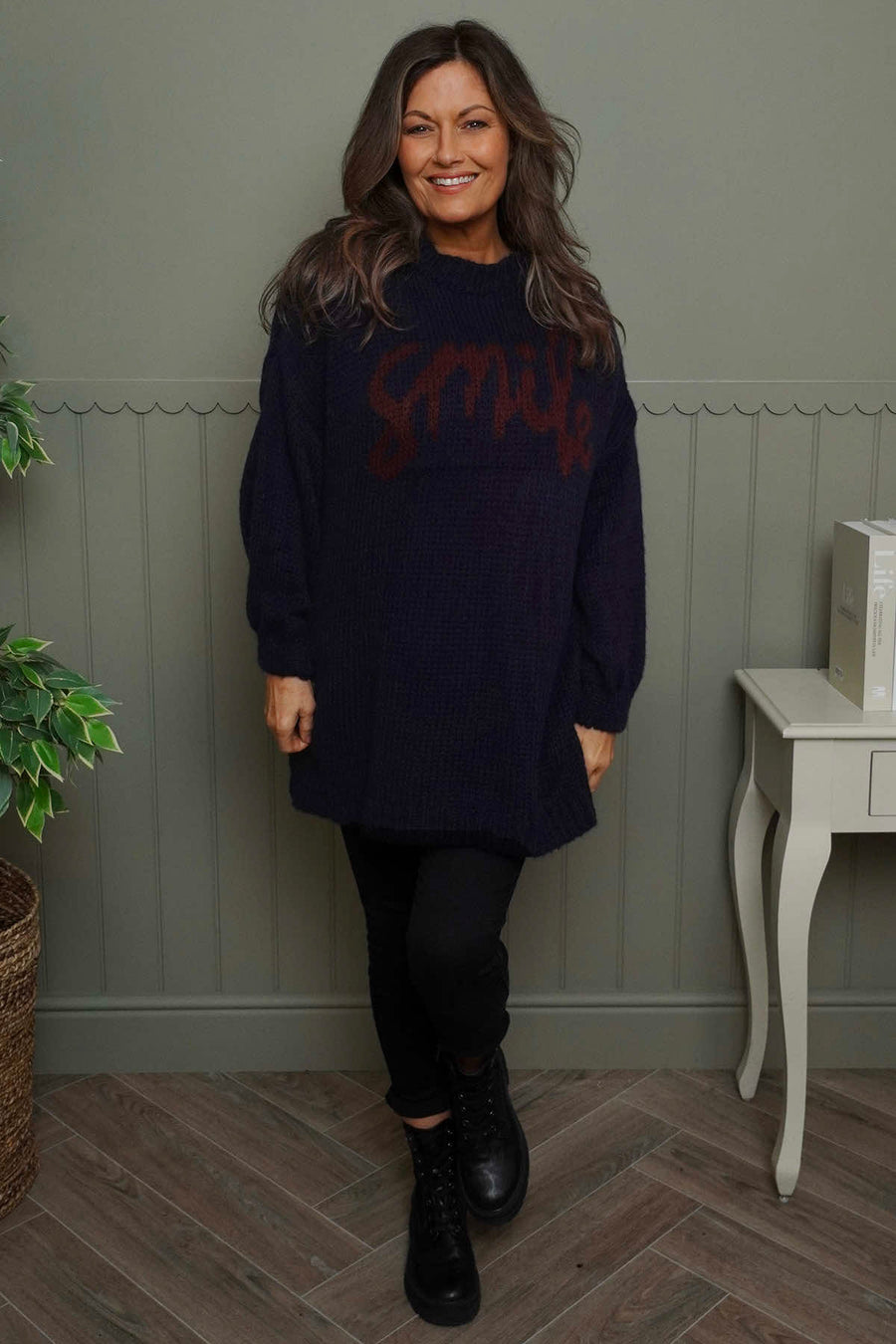 Smile Knitted Jumper Navy