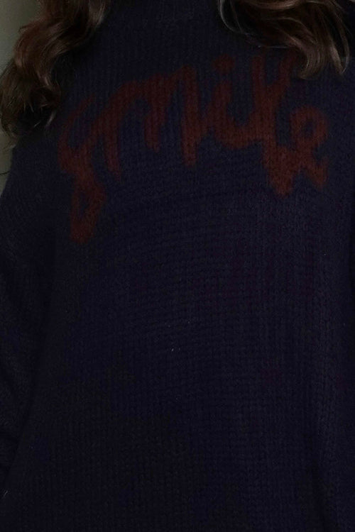 Smile Knitted Jumper Navy - Image 3