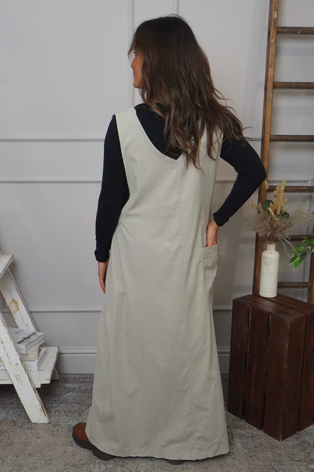 Cara Needlecord Dress Stone