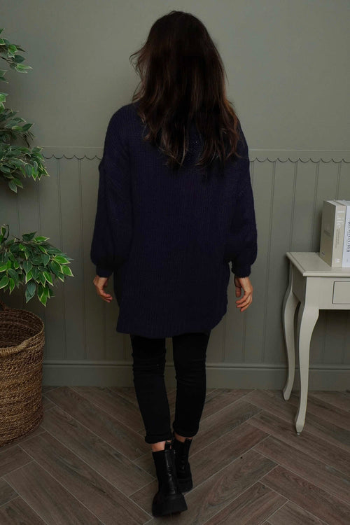 Smile Knitted Jumper Navy - Image 4