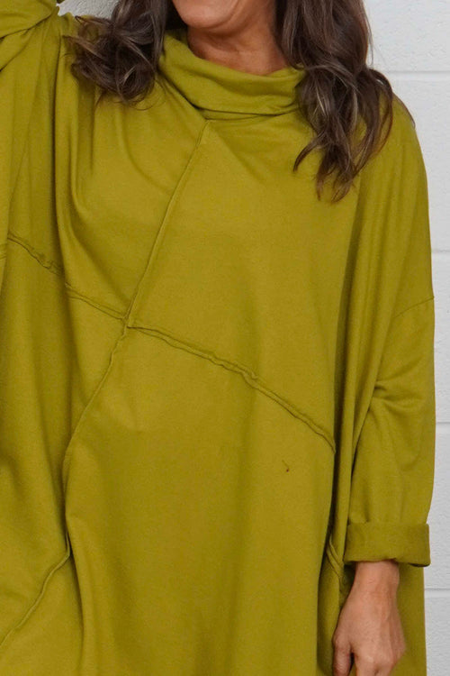 Posy Cowl Oversized Cotton Top Moss - Image 3
