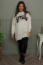 Smile Knitted Jumper Stone Stone - Smile Knitted Jumper Stone