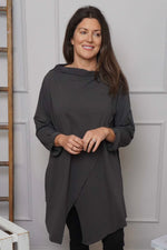 Nelle Cowl Cotton Top Charcoal Charcoal - Nelle Cowl Cotton Top Charcoal