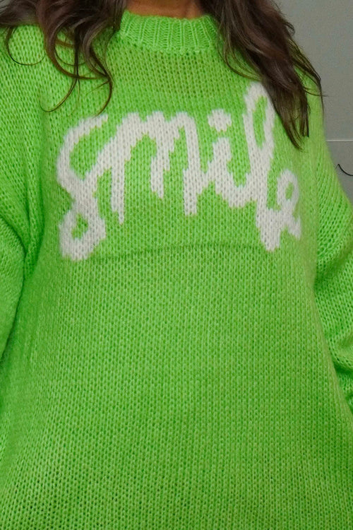 Smile Knitted Jumper Green - Image 3