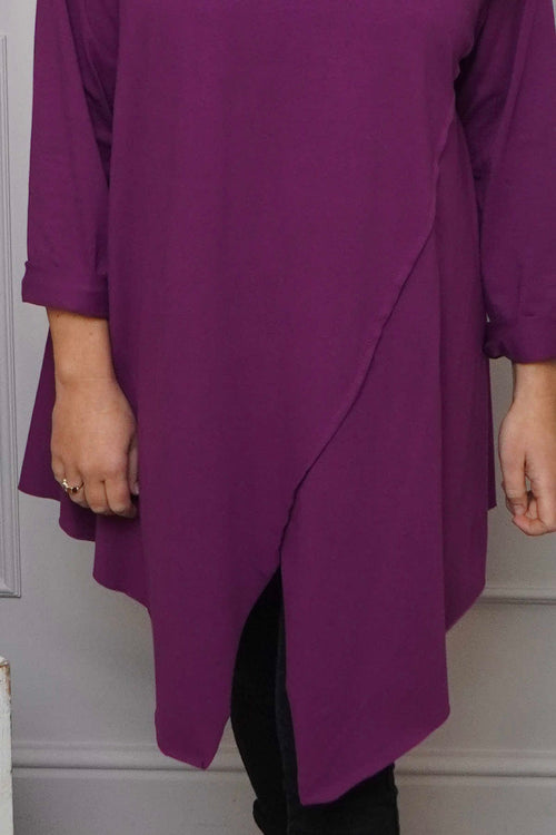 Nelle Cowl Cotton Top Purple - Image 3