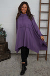 Posy Cowl Oversized Cotton Top Purple