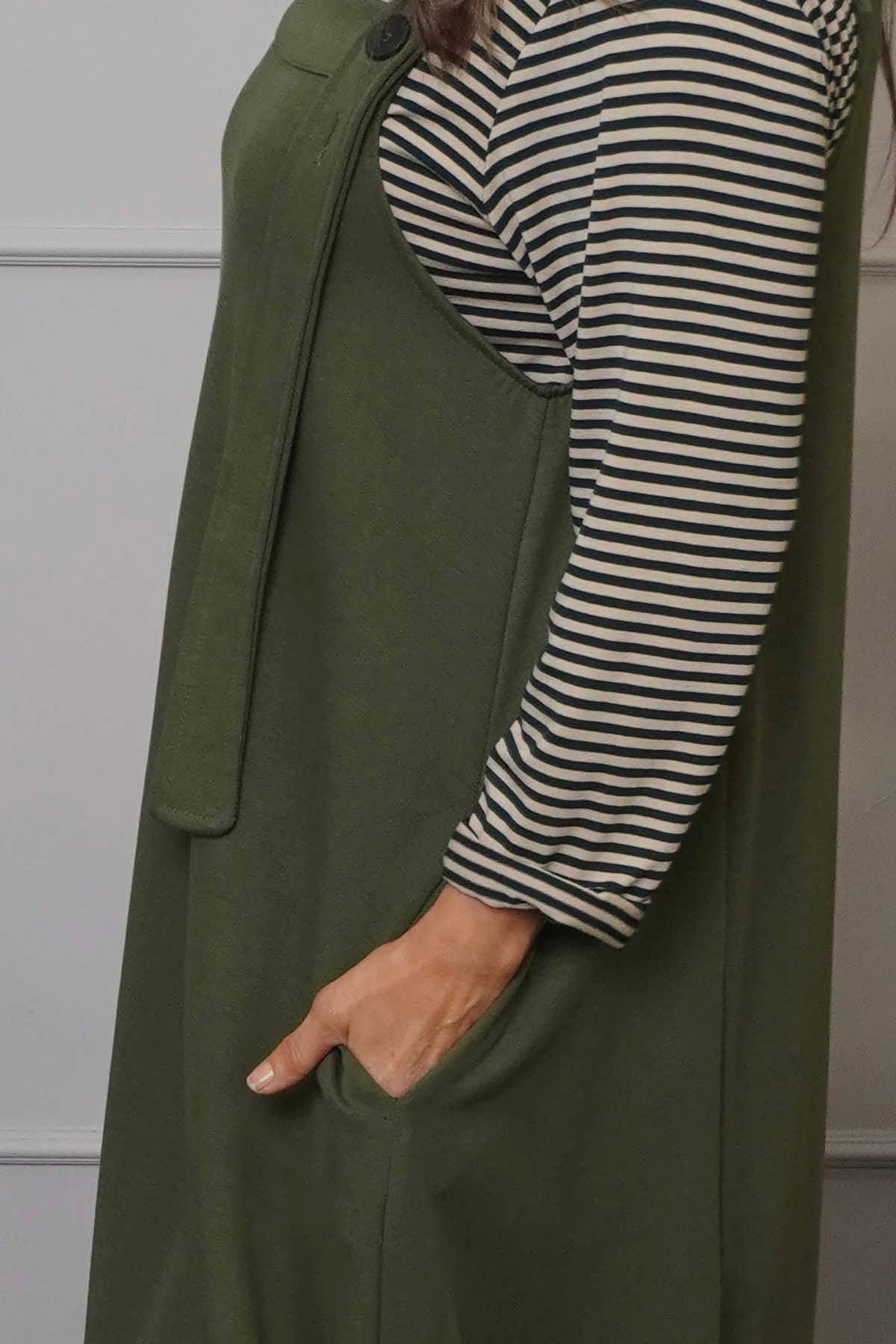 Monabella Cotton Pinafore Khaki