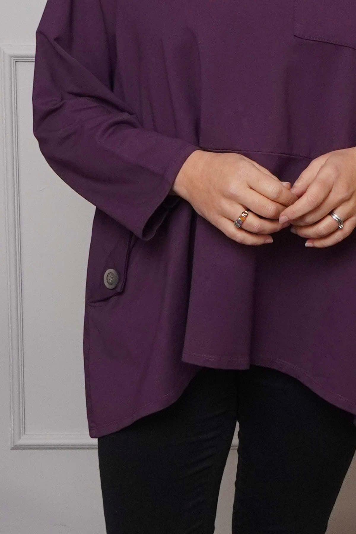 Angelina Pocket Cotton Top Purple