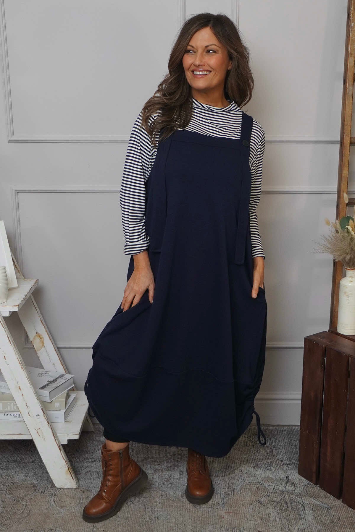 Monabella Cotton Pinafore Navy