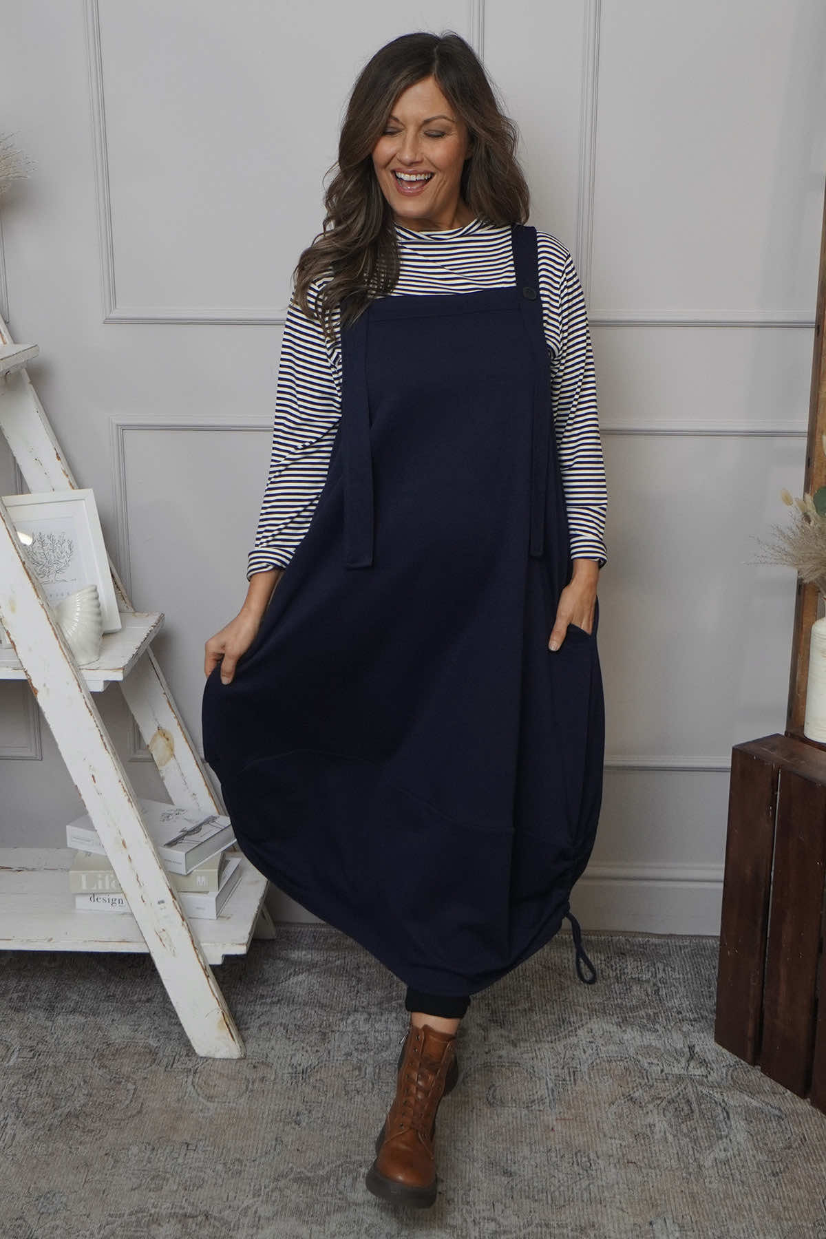 Monabella Cotton Pinafore Navy