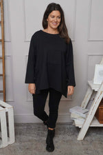 Angelina Pocket Cotton Top Black Black - Angelina Pocket Cotton Top Black