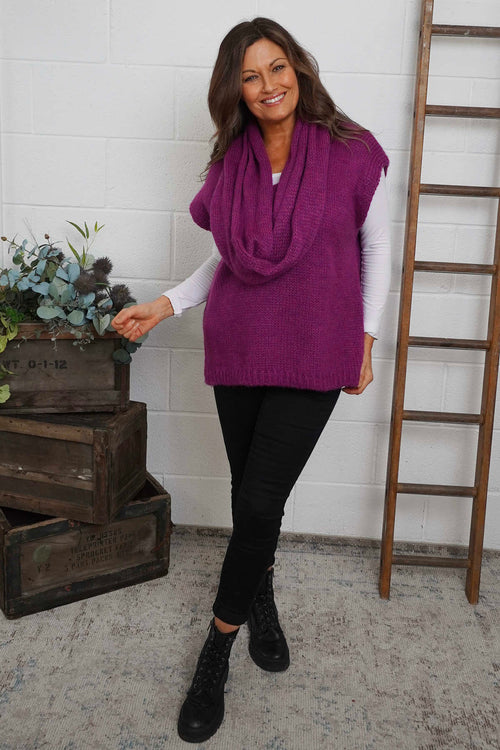 Marinda Scarf Knitted Tank Top Berry - Image 2