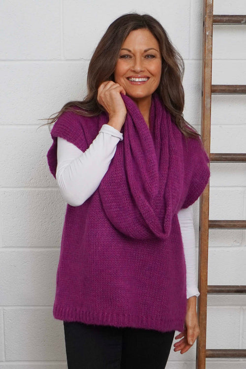 Marinda Scarf Knitted Tank Top Berry - Image 1