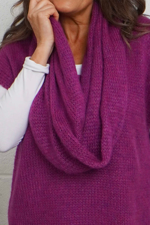 Marinda Scarf Knitted Tank Top Berry - Image 3