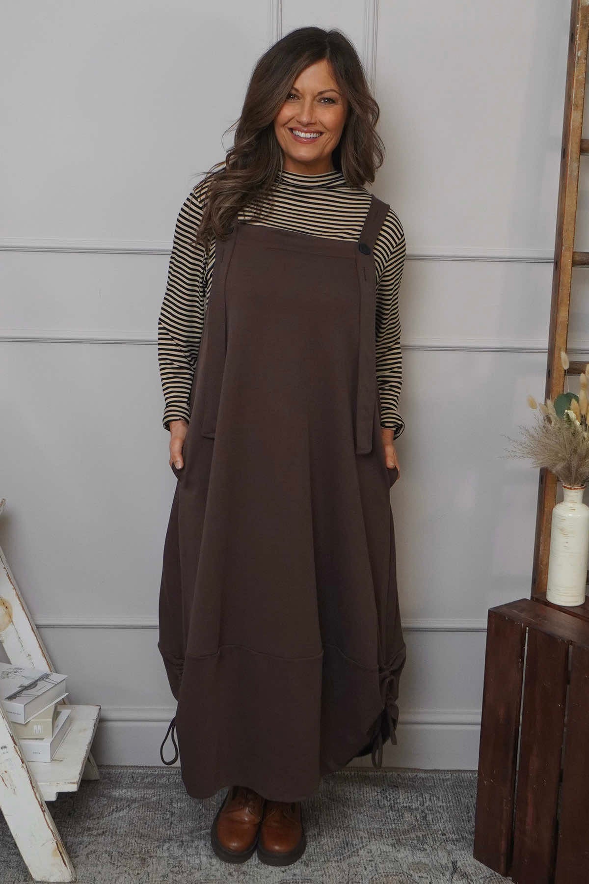 Monabella Cotton Pinafore Cocoa