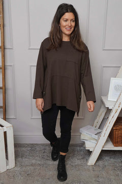 Angelina Pocket Cotton Top Cocoa