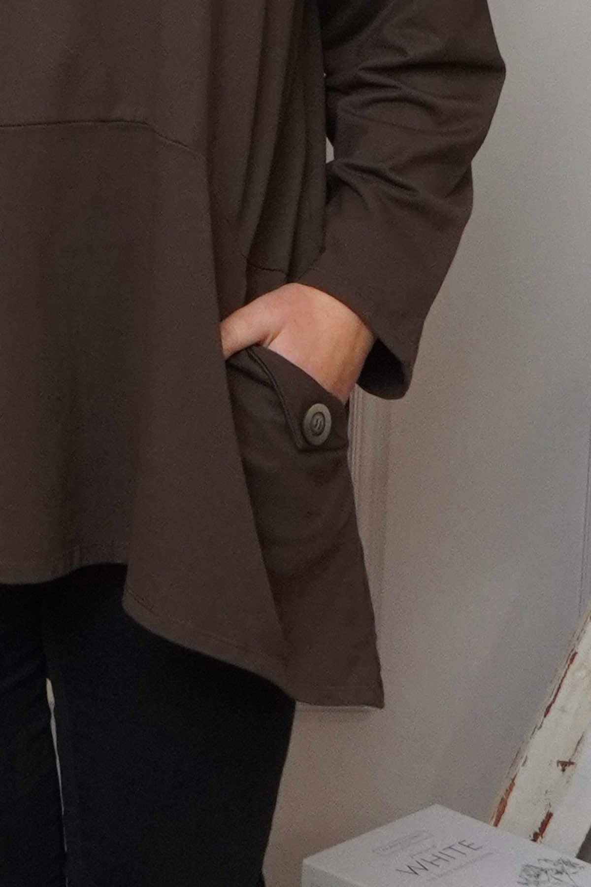 Angelina Pocket Cotton Top Cocoa