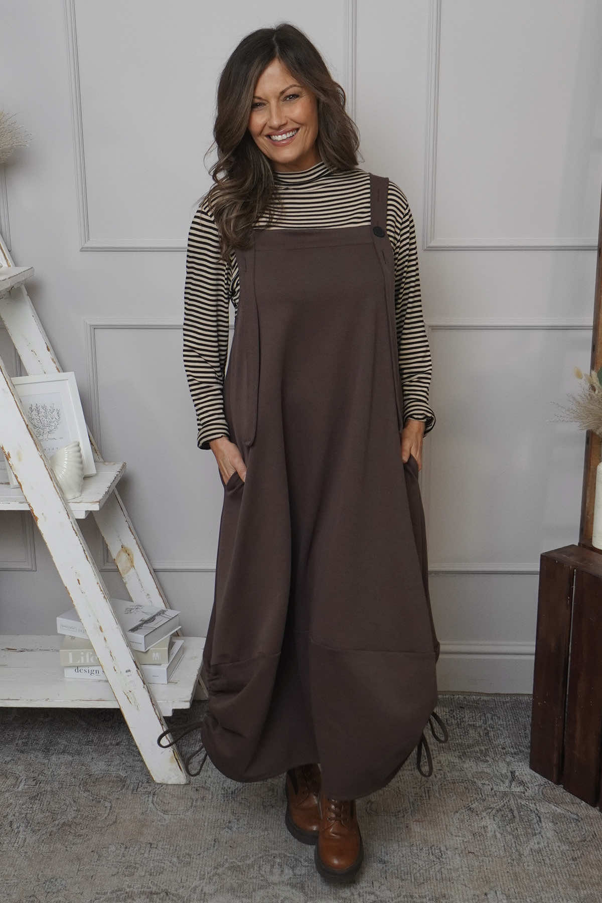 Monabella Cotton Pinafore Cocoa