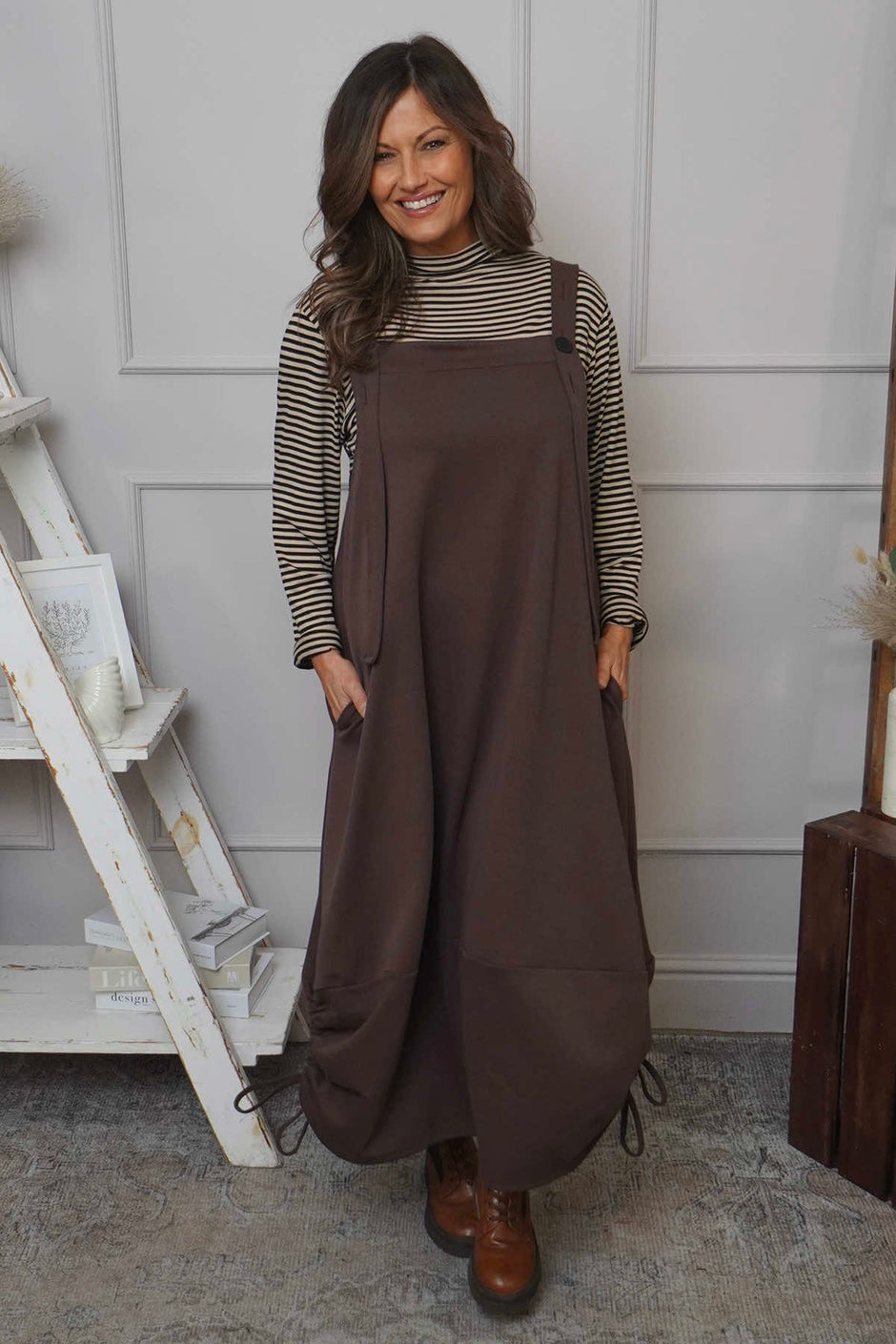 Monabella Cotton Pinafore Cocoa