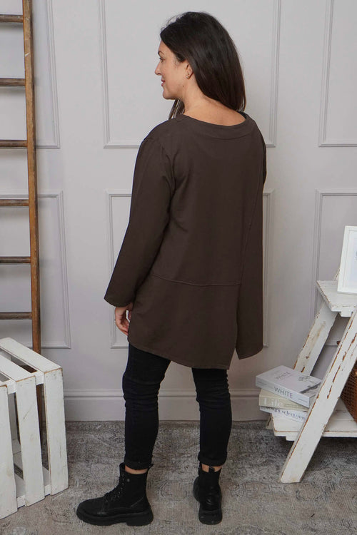 Angelina Pocket Cotton Top Cocoa - Image 4