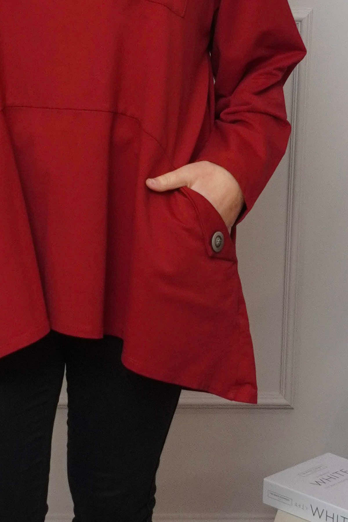 Angelina Pocket Cotton Top Red