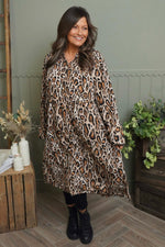 Jackie Leopard Print Dress Nutmeg - Jackie Leopard Print Dress