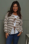 Merlyn Stripe Tie Knitted Cardigan Camel