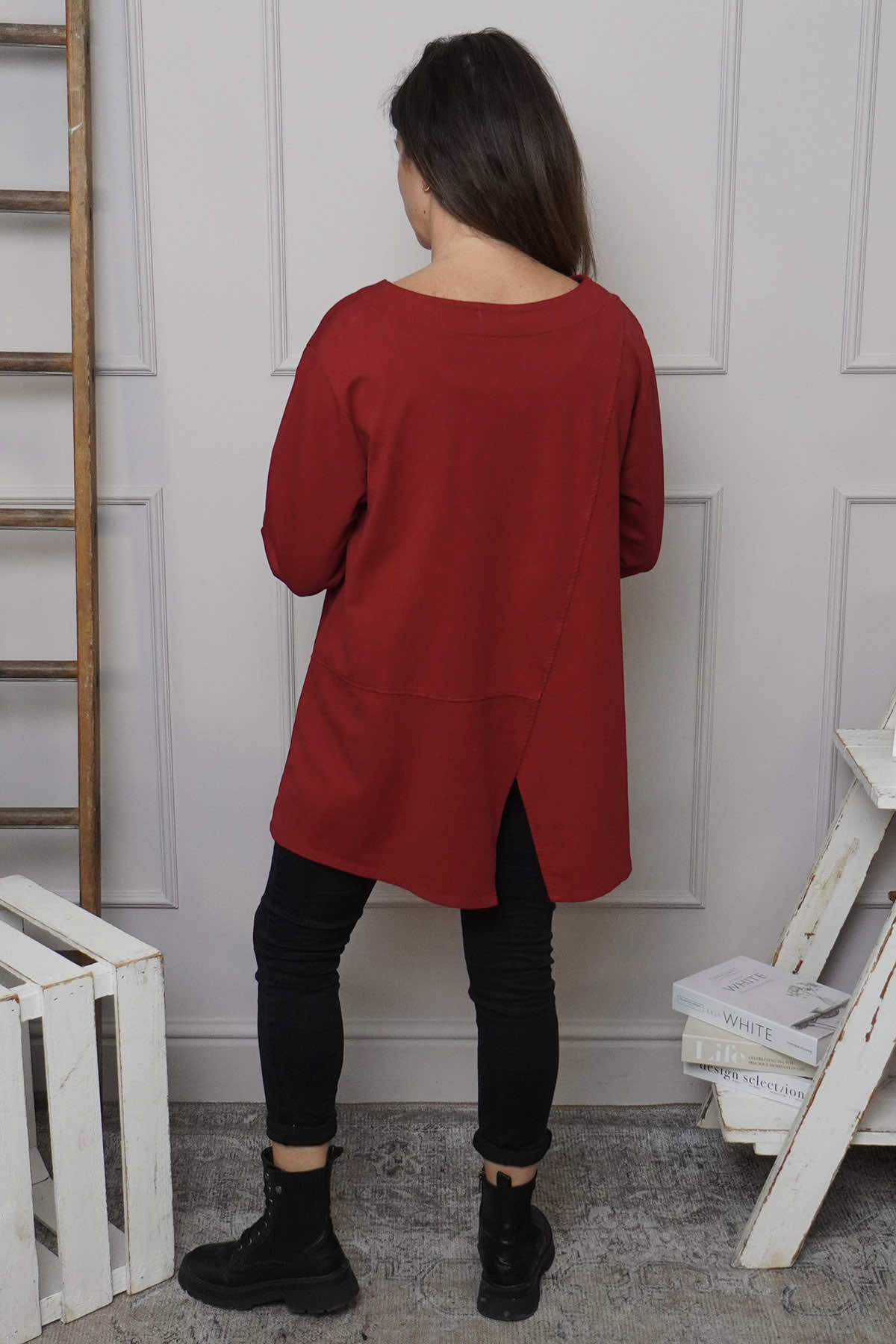 Angelina Pocket Cotton Top Red