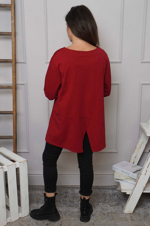 Angelina Pocket Cotton Top Red - Image 4