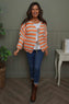 Merlyn Stripe Tie Knitted Cardigan Orange