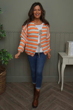Merlyn Stripe Tie Knitted Cardigan Orange Orange - Merlyn Stripe Tie Knitted Cardigan Orange