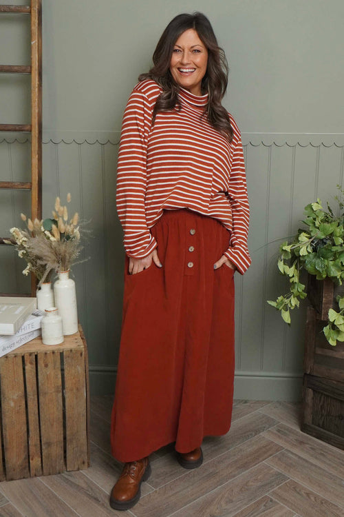 Zinnia Needlecord Skirt Burnt Orange - Image 1