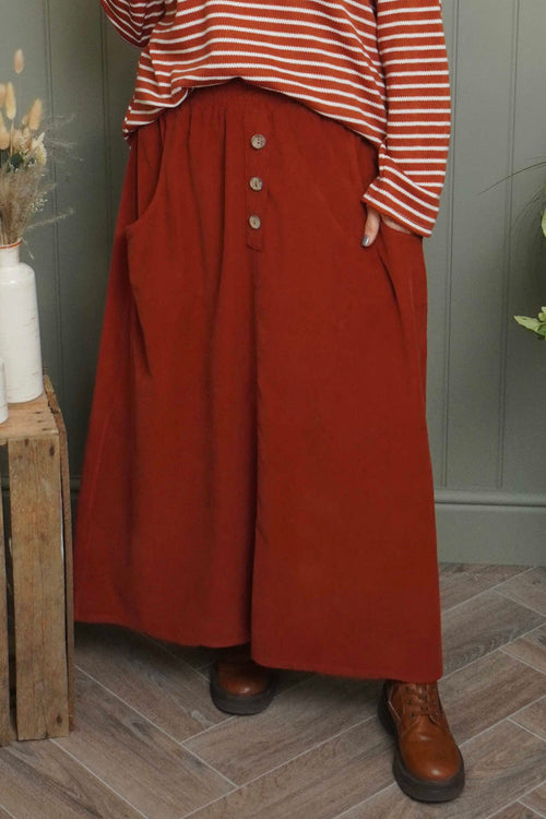 Zinnia Needlecord Skirt Burnt Orange - Image 2