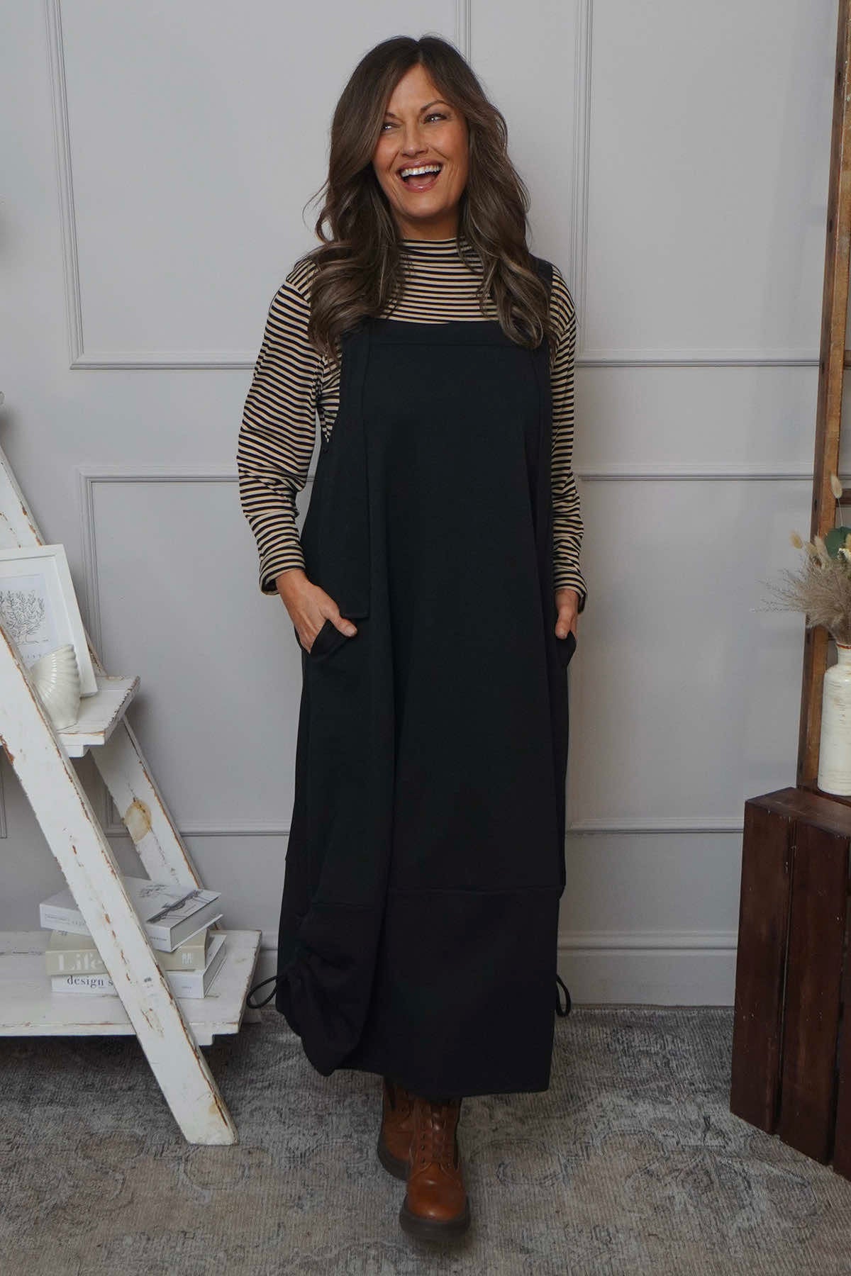 Monabella Cotton Pinafore Black