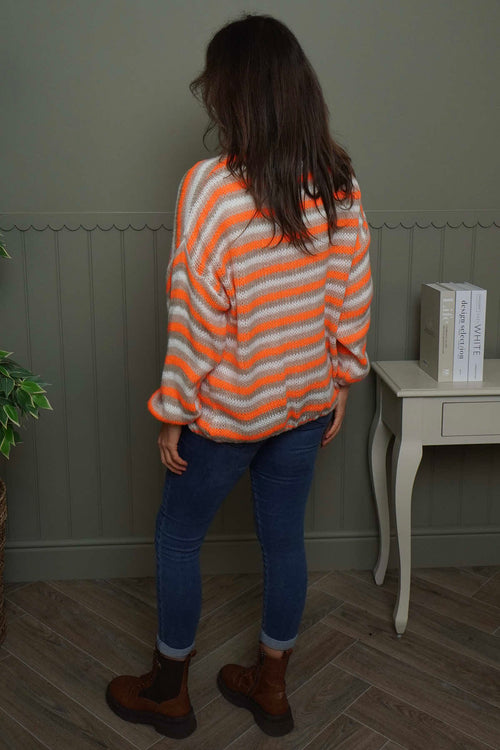 Merlyn Stripe Tie Knitted Cardigan Orange - Image 4