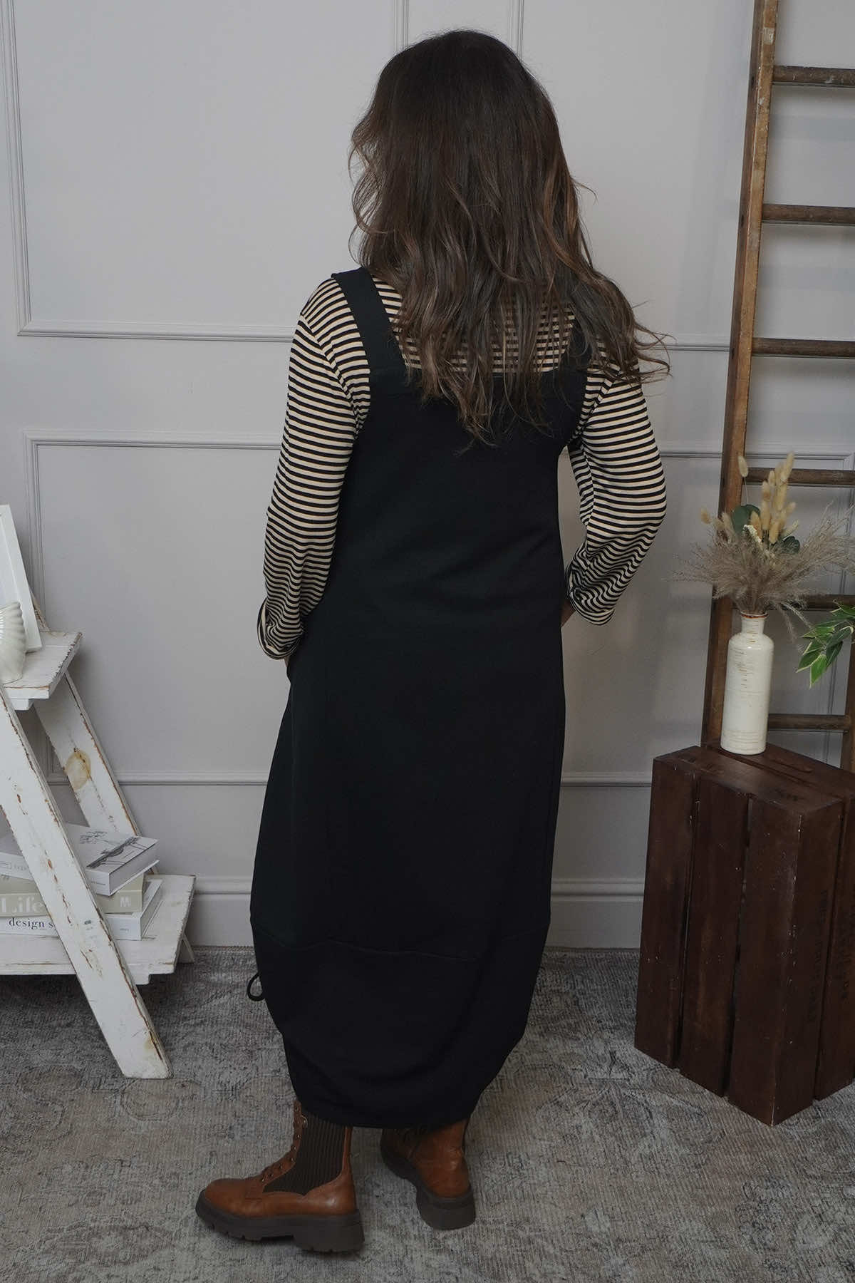 Monabella Cotton Pinafore Black