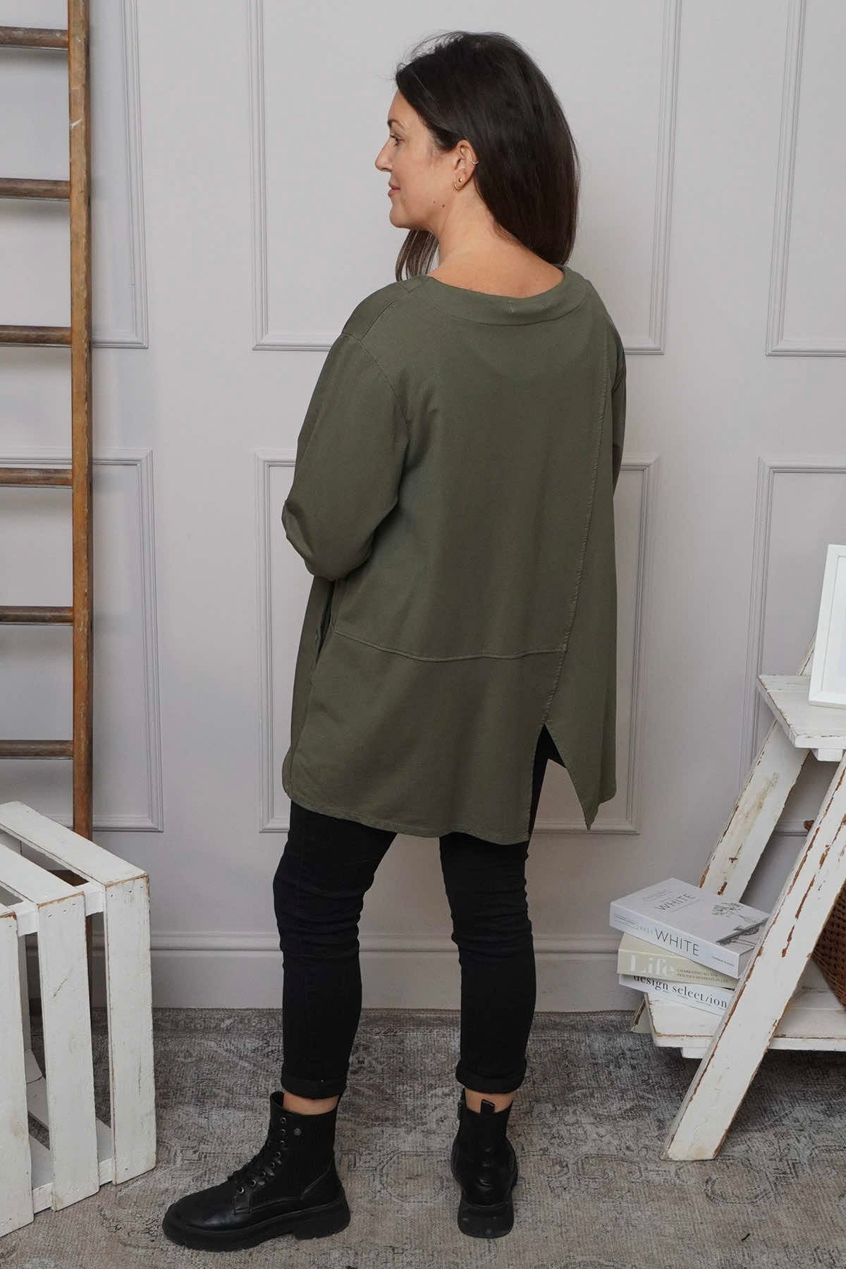 Angelina Pocket Cotton Top Khaki