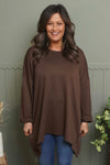 Lynne Zip Dipped Hem Top Cocoa