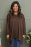 Lynne Zip Dipped Hem Top Cocoa