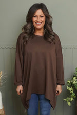 Lynne Zip Dipped Hem Top Cocoa Cocoa - Lynne Zip Dipped Hem Top Cocoa