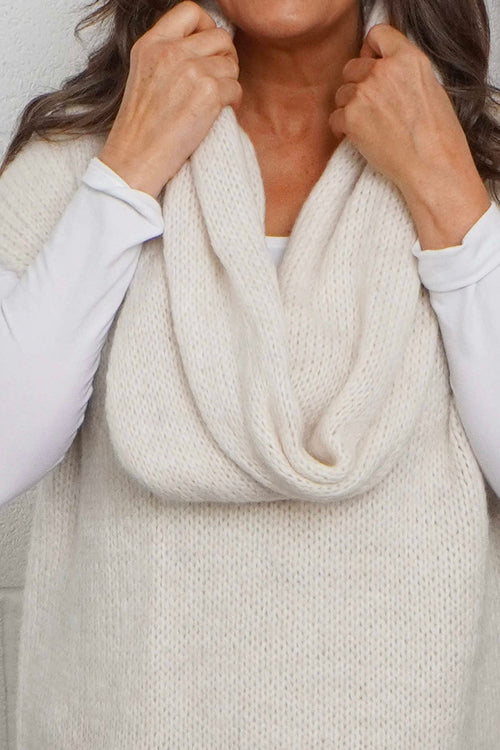 Marinda Scarf Knitted Tank Top Cream - Image 3