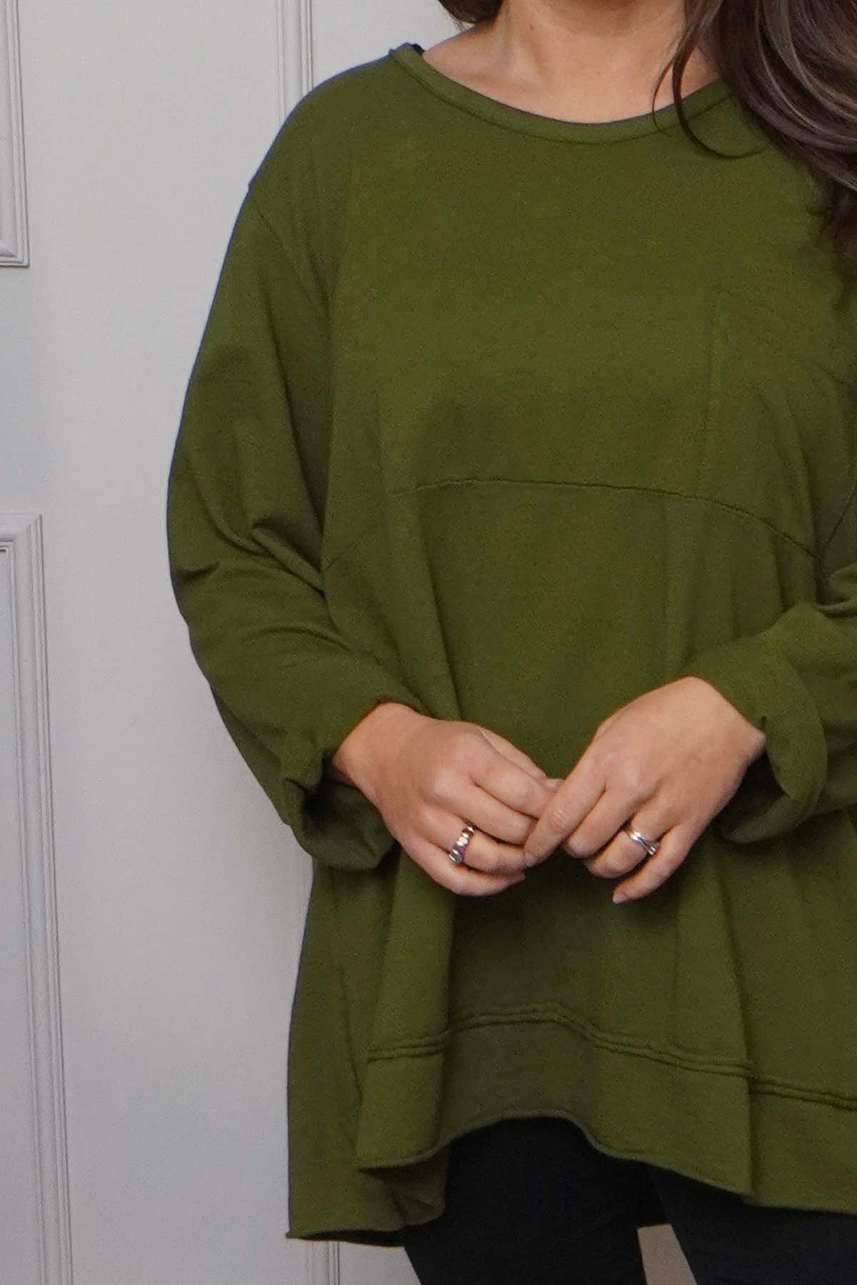 Elnora Pocket Cotton Top Olive