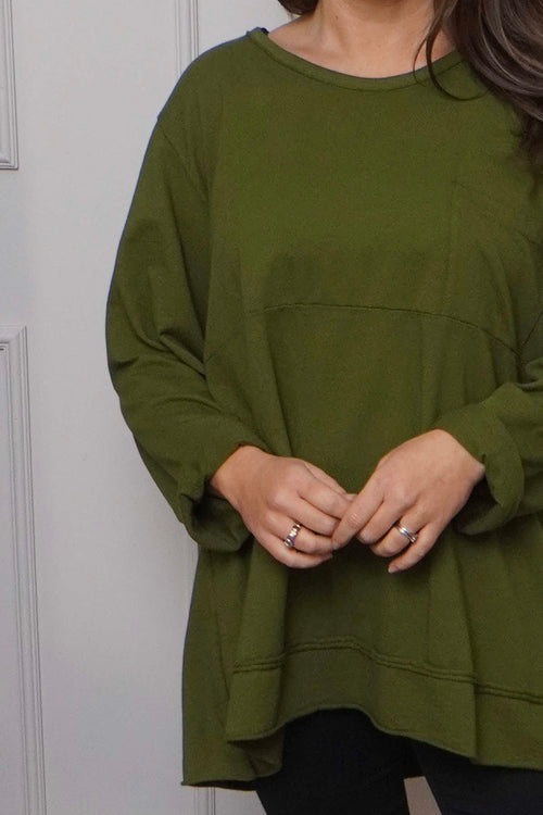 Elnora Pocket Cotton Top Olive - Image 3