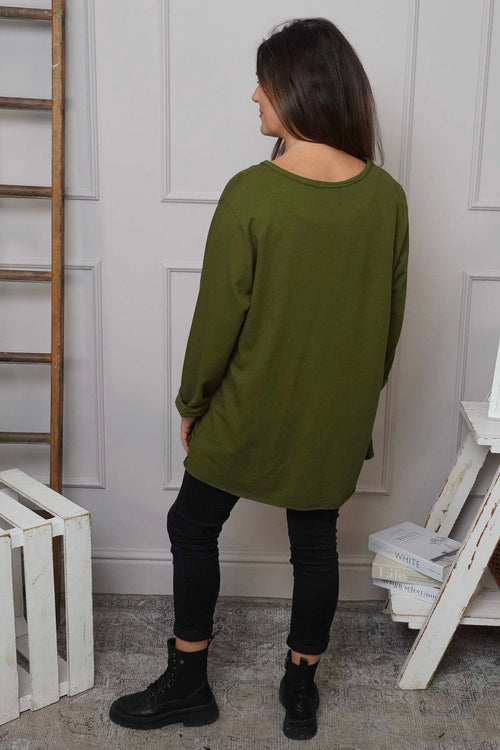 Elnora Pocket Cotton Top Olive - Image 4