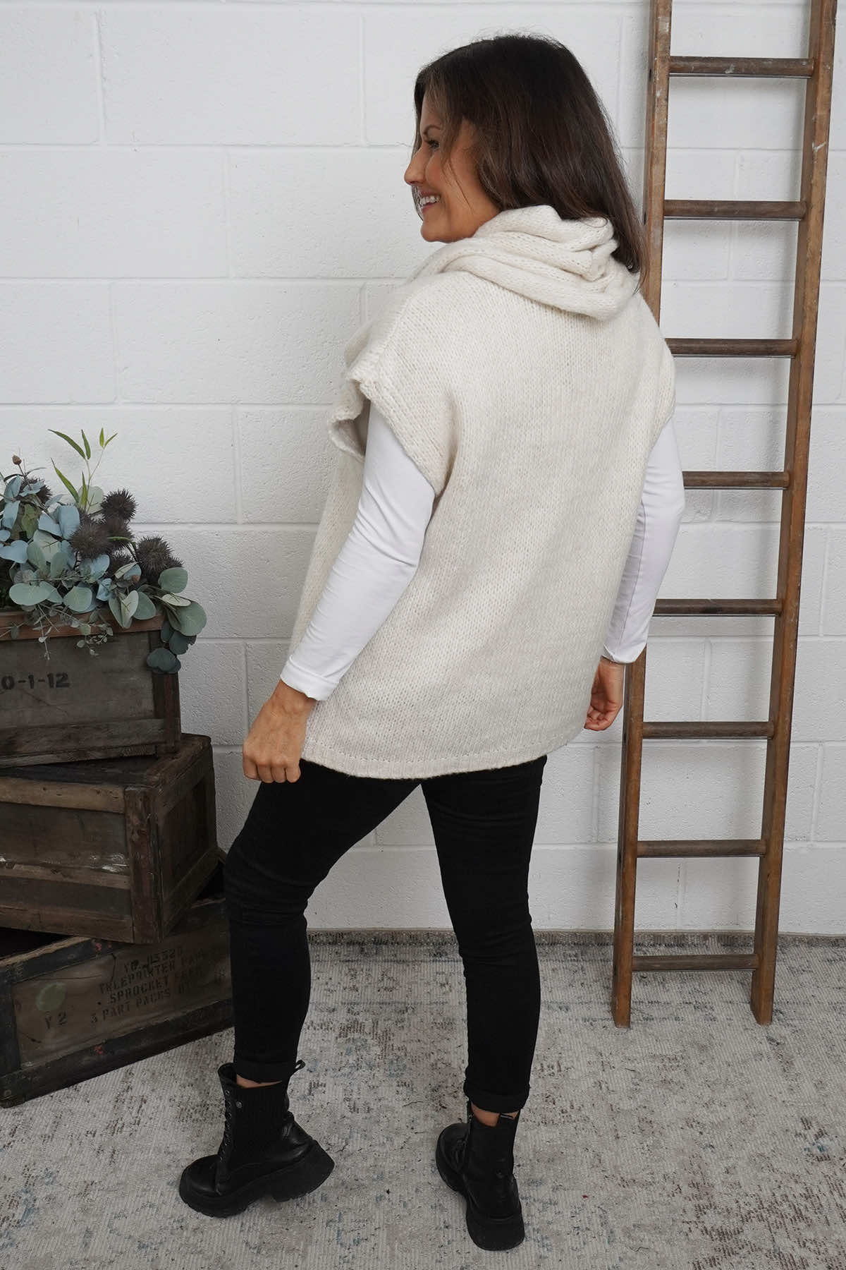 Marinda Scarf Knitted Tank Top Cream